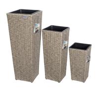 Casaria Set de 3 Pots de Fleurs polyrotin Ivoire Cache-Pot Pot intérieur évacuation Eau extérieur intérieur bac à Fleurs jardinière