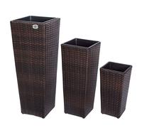 Casaria Set de 3 Pots de Fleurs polyrotin Ivoire Cache-Pot Pot intérieur évacuation Eau extérieur intérieur bac à Fleurs jardinière