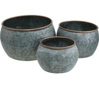 set de 3 pots décoratifs en métal argenté, cuivre, look antique Cache-pot, pot à plantes Ø39/30,5/25cm