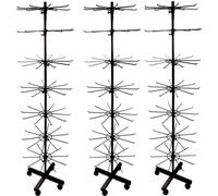set de 3 - Présentoir rotatif hauteur 155cm | Présentoir à roulettes 7 étages | Présentoir rotatif avec 70 x crochets en métal | Présentoir équipement de magasin comptoir | Aménagement de magasin Prés