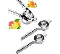 set de 3 presse-agrumes | presse-agrumes manuel - presse-agrumes pour jus de citron | presse-lime | presse-agrumes manuel massif | extracteur de jus robuste - presse-fruits en alliage de zinc avec poi