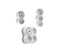 Set de 3 prises 16A + USB - simple, double et triple - Zenitech