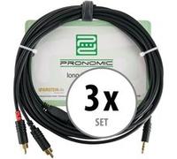 set de 3 Pronomic Stage J3RC-6m câble audio 3,5mm stéréo jack/cinch 6 m noir Noir