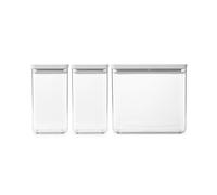 Set de 3 récipients empilables Brabantia TASTY+ (2 x 1,6 L + 1 x 3,5 L) | Récipients alimentaires hermétiques avec joint en silicone | Pour aliments secs et humides, sucre, farine | Light Grey