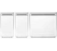 Set De 3 Récipients Empilables Tasty+ (2 X 1,6 L + 1 X 3,5 L) Récipients Alimentaires Hermétiques Avec Joint En Silicone Pour Aliments Secs Et Humides, Sucre, Farine Light Grey