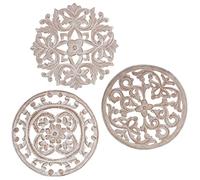Set de 3 retables Ronds en Bois MDF ajourés en Naturel 25 x 1 cm