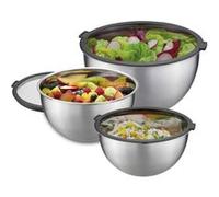 GEFU Ensemble de 3 saladiers avec couvercles Argent Gris G
