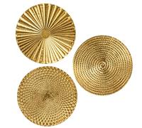 Set de 3 sculptures murales Boho en or rondes Décoration murale en métal Ornements muraux 3D Images métalliques 3D Œuvre d'art moderne pour maison, salon, salle à manger, chambre, cuisine, couloir (30