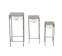 Set de 3 sellettes carrées en métal Gris Ht.60-50-30 cm