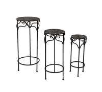 Set de 3 sellettes Rondes en Fer forgé Marron