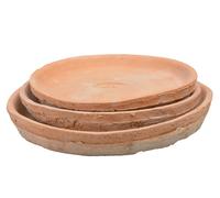 Set De 3 Sous-Pots Ronds Esschert Design AT02 En Terracotta Vieilli Marron
