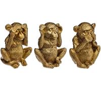 Set de 3 statues "Singe sage" - résine - doré H 17 cm - Atmosphera créateur d'intérieur