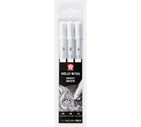 Sakura Stylo encre gel Gelly Roll Basic Blanc – Encre gel pigmentée 0,3/0,4/0,5 mm – Set de 3