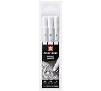 Sakura Stylo encre gel Gelly Roll Basic Blanc – Encre gel pigmentée 0,3/0,4/0,5 mm – Set de 3