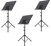 set de 3 supports musicaux en noir | 50 - 165cm support de partitions réglable en hauteur | Support de partitions flexible et inclinable | Pupitre d'orchestre - support de partitions en métal | Pupitr