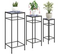 Set de 3 supports pour plantes Outsunny, 71 cm de haut Support pour fleurs pour l'intérieur, étagère pour plantes en métal, 3 étagères pour fleurs de tailles différentes, tabouret pour fleurs