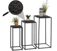 Set de 3 Tables à Fleurs HWC-N70, Table d'appoint Table Support à Fleurs, empilable, métal Corde à Papier - Anthracite