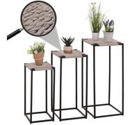 Set de 3 Tables à Fleurs HWC-N70, Table d'appoint Table Support à Fleurs, empilable, métal Corde à Papier - Gris