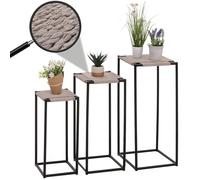 Set de 3 Tables à Fleurs HWC-N70, Table d'appoint Table Support à Fleurs, empilable, métal Corde à Papier - Gris