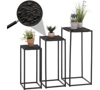 set de 3 tables à fleurs HWC-N70, table d'appoint table support à fleurs, empilable, métal corde à papier ~ anthracite