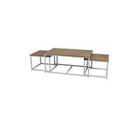 Set de 3 tables basses gigognes en bois et métal "La Casa Blanca - Blanc - L 100/50 x P 60/50 x H 45/38 cm