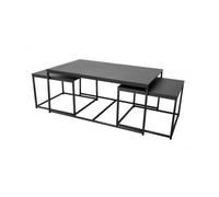 Set de 3 tables basses gigognes en métal ""Madison"" - Noir - L 100/50 x P 60/50 x H 45/38 cm