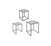 Set de 3 tables carrées plateaux amovibles argent - - Argent - Métal