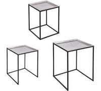 Set de 3 tables carrées plateaux amovibles argent - - Argent - Métal