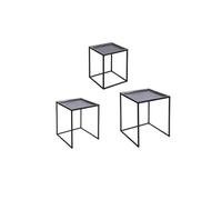 Set de 3 tables carrées plateaux amovibles noir - Table Passion - Noir - Métal Noir G
