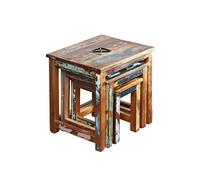 Set de 3 Tables d'appoint - Bois Massif recyclé laqué (Multicolore) - Inspiration Ethnique - Nature of Spirit #119