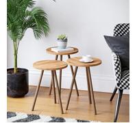 [en.casa] Set de 3 Tables D'Appoint Rondes Lot de Bouts de Canapé Trépied de Tailles Différentes pour Salon Chambre Panneau de Particules Bois de Hêtre Effet Bois