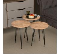 Set de 3 tables d'appoint Ry rondes gigognes naturel noir
