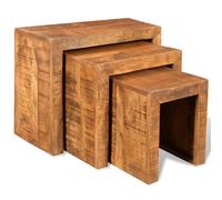 vidaXL Table gigogne en bois massif de manguier – style vintage marron – 3 pièces