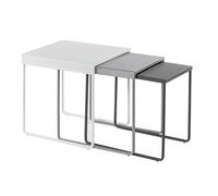 Set de 3 tables gigognes en métal - Gris et blanc - Pieds en métal - H 50 cm x L 45 m x l 40 cm