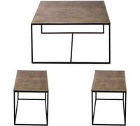 Set de 3 tables gigognes or 80x80x45 et 75x39x41 cm - - Or - Métal