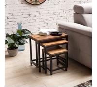 Set de 3 tables shisham Tables gigognes jambes métalliques de table basse en bois massif