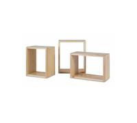 Set De 3 Tablettes Suspendues En Bois Naturel Beige