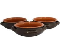 Set de 3 Terrines en Terre Cuite sans couvercles Soupières Brunella avec anses Colì Majolica et Terres Cuites de 1650 Marron 14x14x5 cm