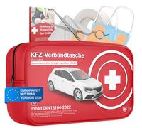 Set de 3 trousses de secours pour la voiture - Nouveau standard 2023 pour TÜV - Certifié selon DIN 13164 - STVO & 2 masques de premiers secours - First Aid Auto-Stress Kit (3 pièces)