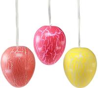 Set de 3 œufs de Pâques à suspendre jaune/rose/rouge Design de pieuvre