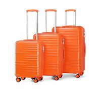 Set de 3 valises de voyage - BRITISH TRAVELLER - 54/64/74.5 cm - Coque ABS+PC - Cadenas TSA - Orange