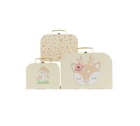 Bieco Set de 3 valises pour enfant Ella Fleurs vintage | Valises en carton | Valises jouets pour enfants Décoration de voyage
