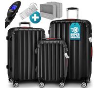 Set de 3 Valises M/L/XL Pèse-bagages Poignée télescopique Trolley à Roulettes