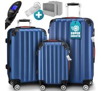 Set de 3 Valises M/L/XL Pèse-bagages Poignée télescopique Trolley à Roulettes