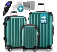 Set de 3 Valises M/L/XL Pèse-bagages Poignée télescopique Trolley à Roulettes