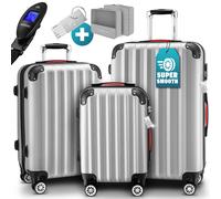 Set de 3 Valises M/L/XL Pèse-bagages Poignée télescopique Trolley à Roulettes