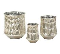 Set de 3 vases en métal argenté