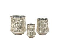 Mauro Ferretti Vase argenté – Lot de 3 – 35x38,5 / 27,5x33 / 18,5x26,5 cm