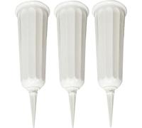 set de 3 vases funéraires en plastique avec piquet de terre | Vase de cimetière blanc | Vase funéraire | Vase à enfoncer résistant au gel pour tombe | Vase de fleurs résistant aux intempéries pour cim