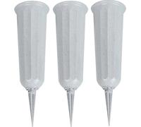 set de 3 vases funéraires en plastique avec piquet de terre | Vase de cimetière gris | Vase funéraire | Vase à enfoncer résistant au gel pour tombe | Vase de fleurs résistant aux intempéries pour cime